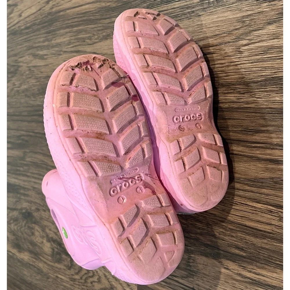 Girls Crocs Handle It Pink Rain Boots Size J 1 - 12803